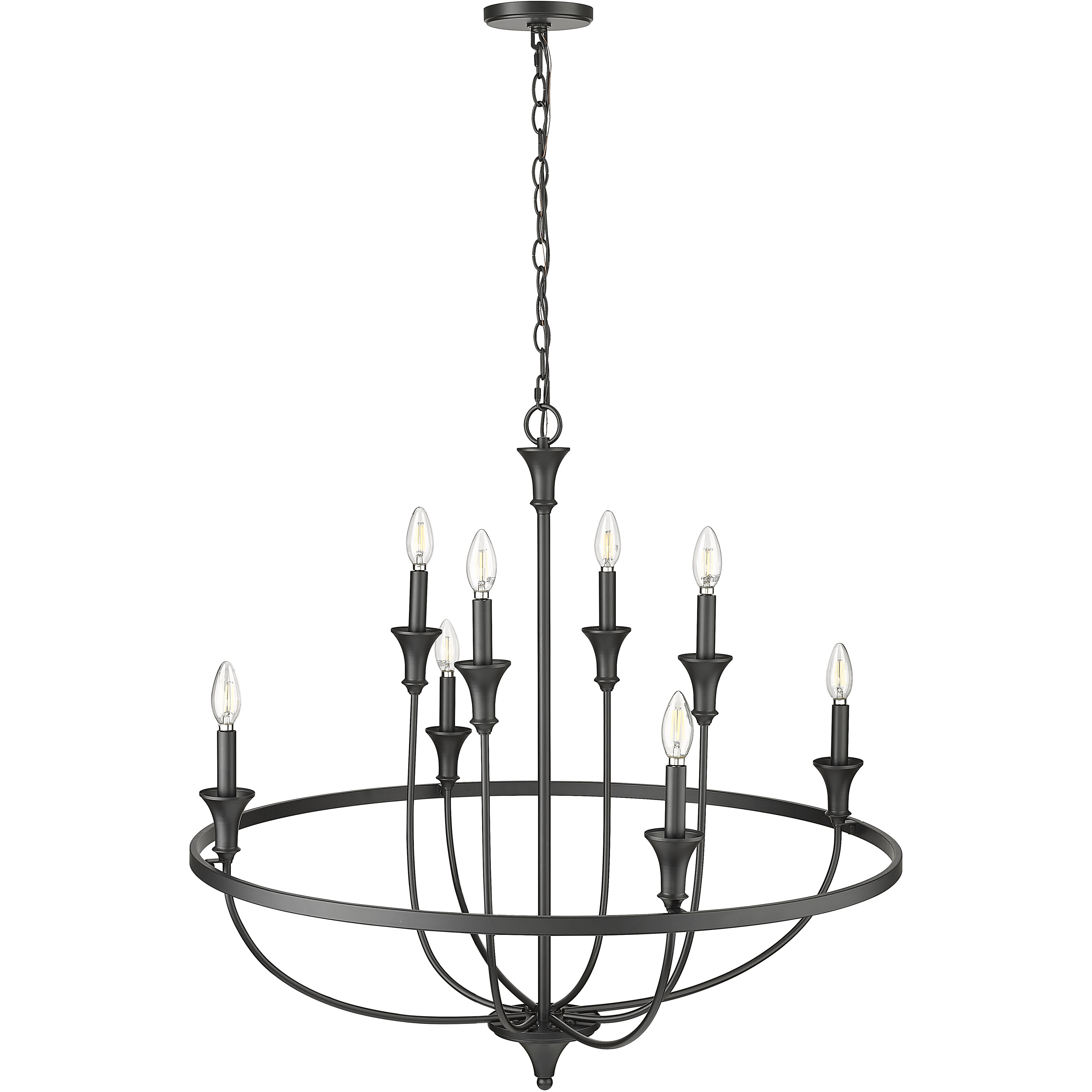 Emery 8 Light 33.5 inch Matte Black Chandelier Ceiling Light
